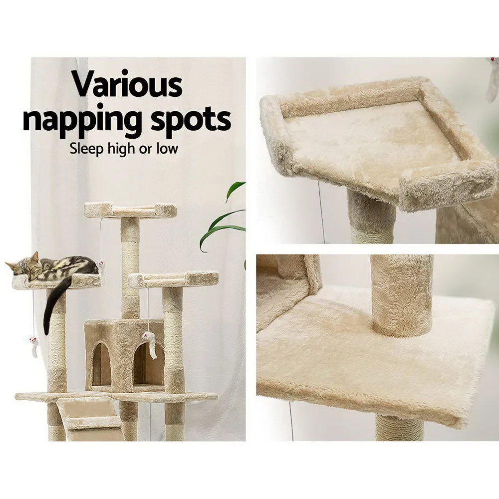 170cm Cat Tree | Scratching Post | Multi-Level Cat Tower | Beige