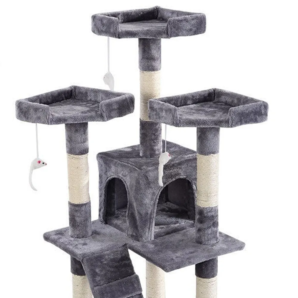 170cm Cat Tree | Scratching Post | Multi-Level Cat Tower | Grey