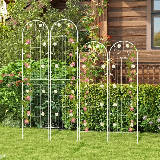 2 Pack 86.5 x 20 Inches Metal Garden Trellis for Climbing Plants-White