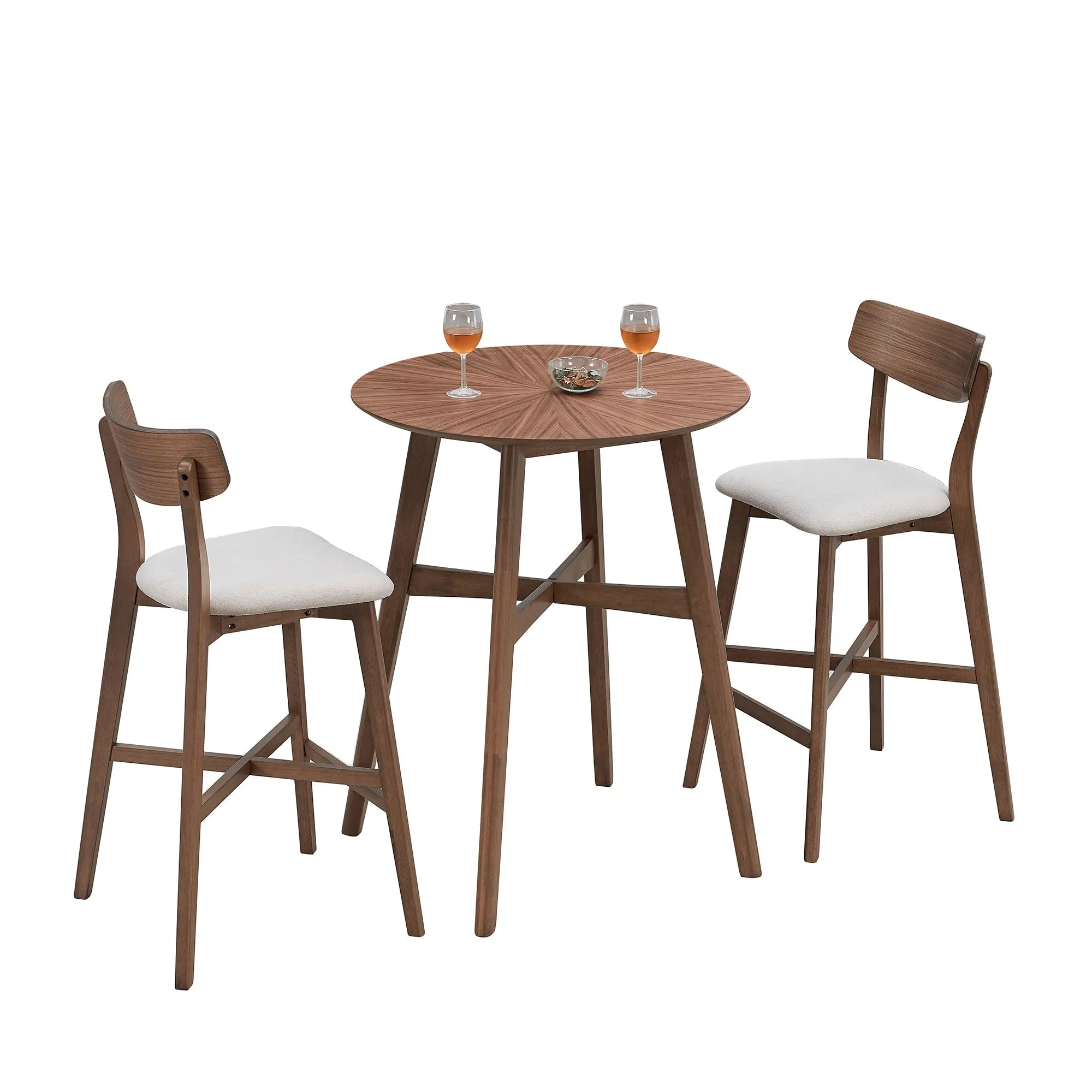 31.5" Oversize Round Bar Table, Wooden High Top Kitchen Dining Table for Pub, Living Room, Restaurant, Cocktail Bar - Walnut