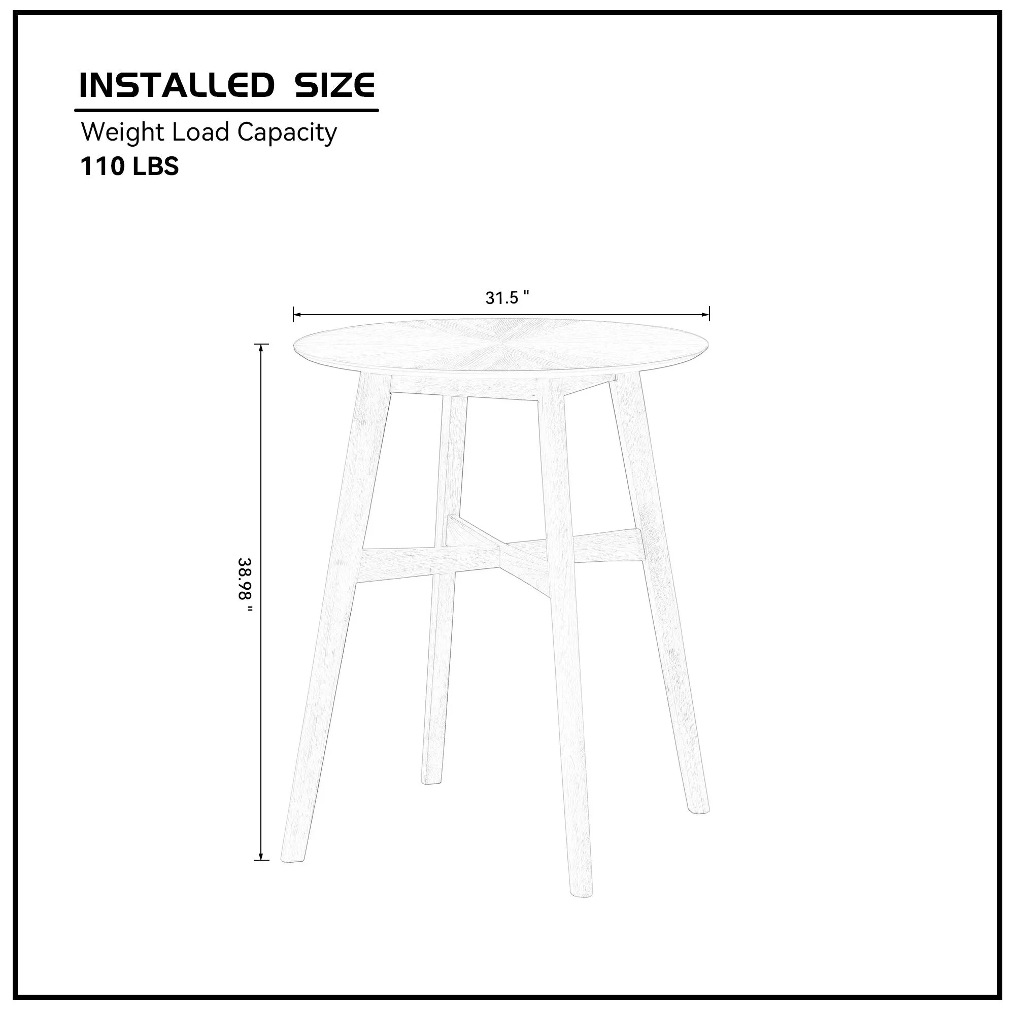31.5" Oversize Round Bar Table, Wooden High Top Kitchen Dining Table for Pub, Living Room, Restaurant, Cocktail Bar - Walnut