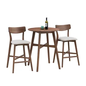 31.5" Oversize Round Bar Table, Wooden High Top Kitchen Dining Table for Pub, Living Room, Restaurant, Cocktail Bar - Walnut