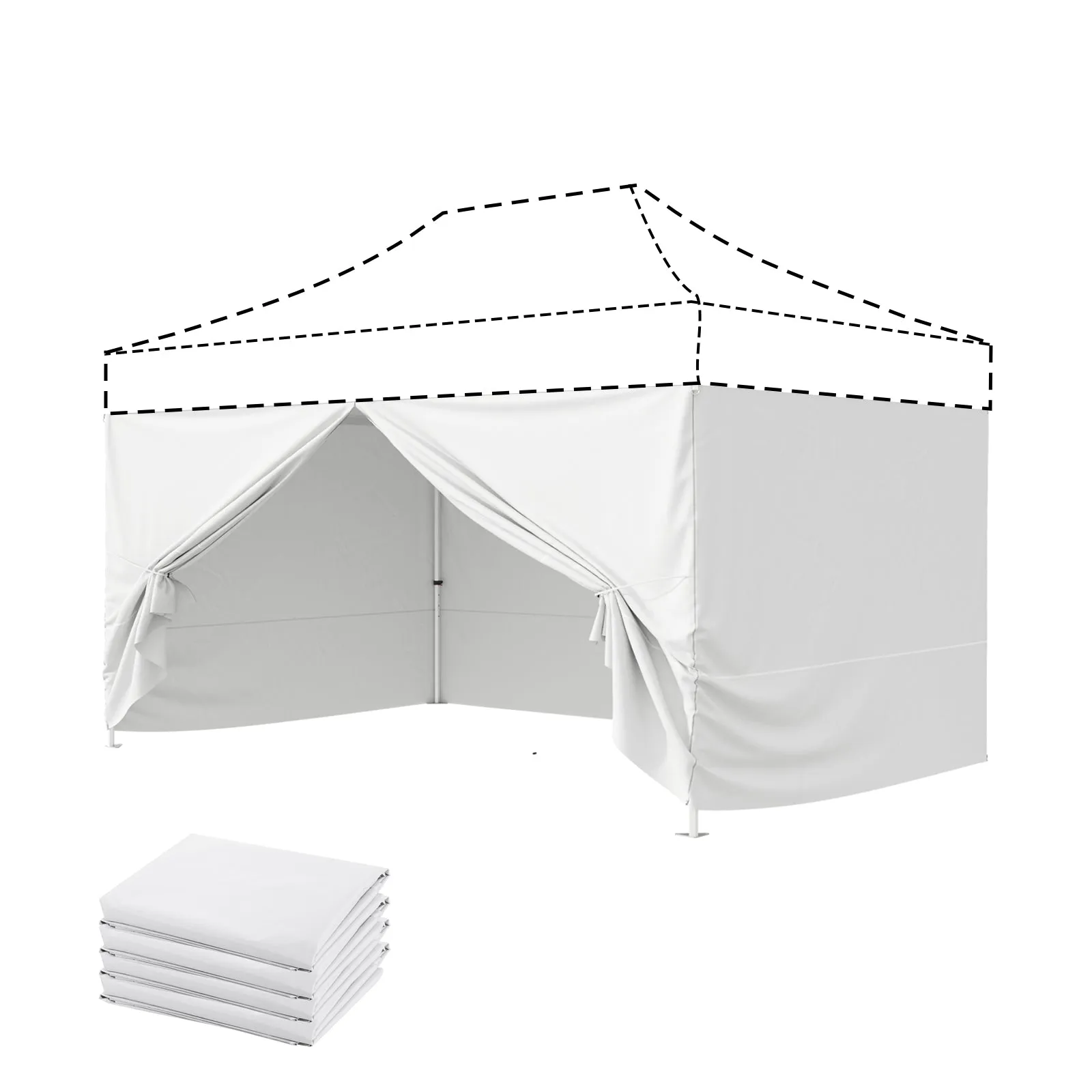 4 PCS Sunwall/Sidewalls for 10x15 ft Aluminum Custom Canopy Only,  Includes 3 Sidewalls and 1 Entry Wall, Pack of 4, White