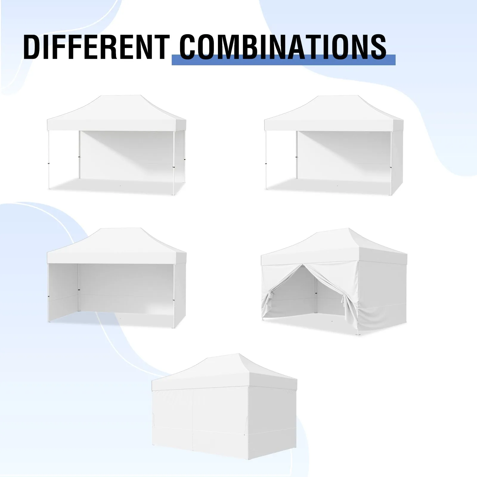 4 PCS Sunwall/Sidewalls for 10x15 ft Aluminum Custom Canopy Only,  Includes 3 Sidewalls and 1 Entry Wall, Pack of 4, White