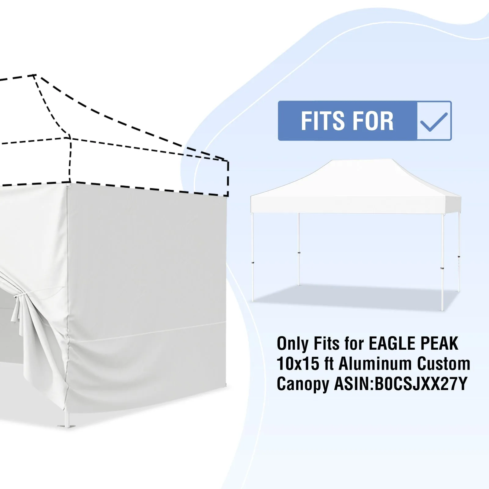 4 PCS Sunwall/Sidewalls for 10x15 ft Aluminum Custom Canopy Only,  Includes 3 Sidewalls and 1 Entry Wall, Pack of 4, White