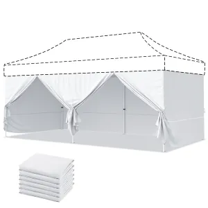 4-Piece Sunwall/Sidewalls for 10x20 ft Aluminum Custom Canopy Only,  Includes 3 Sidewalls and 1 Entry Wall, Pack of 4, White
