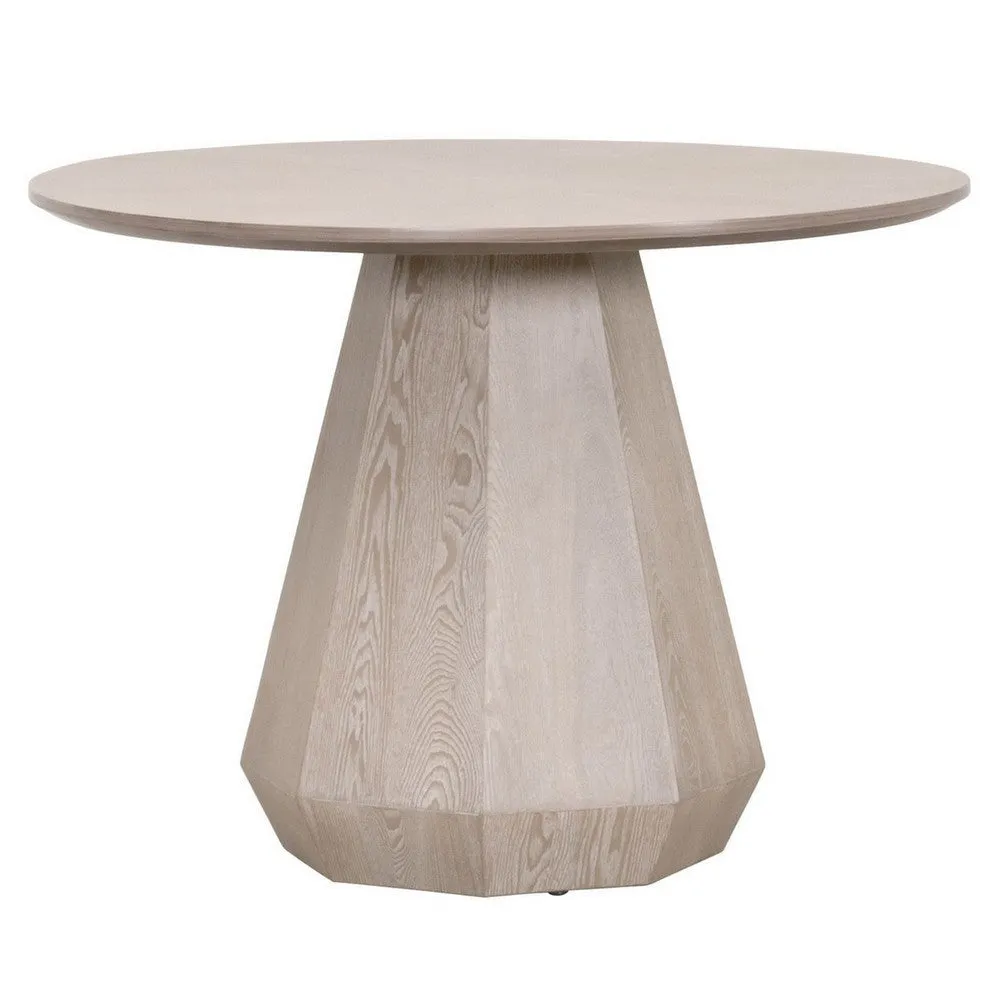 42 Inch Round Dining Table, Starburst Top, Octagonal Pedestal Base, Gray By Casagear Home