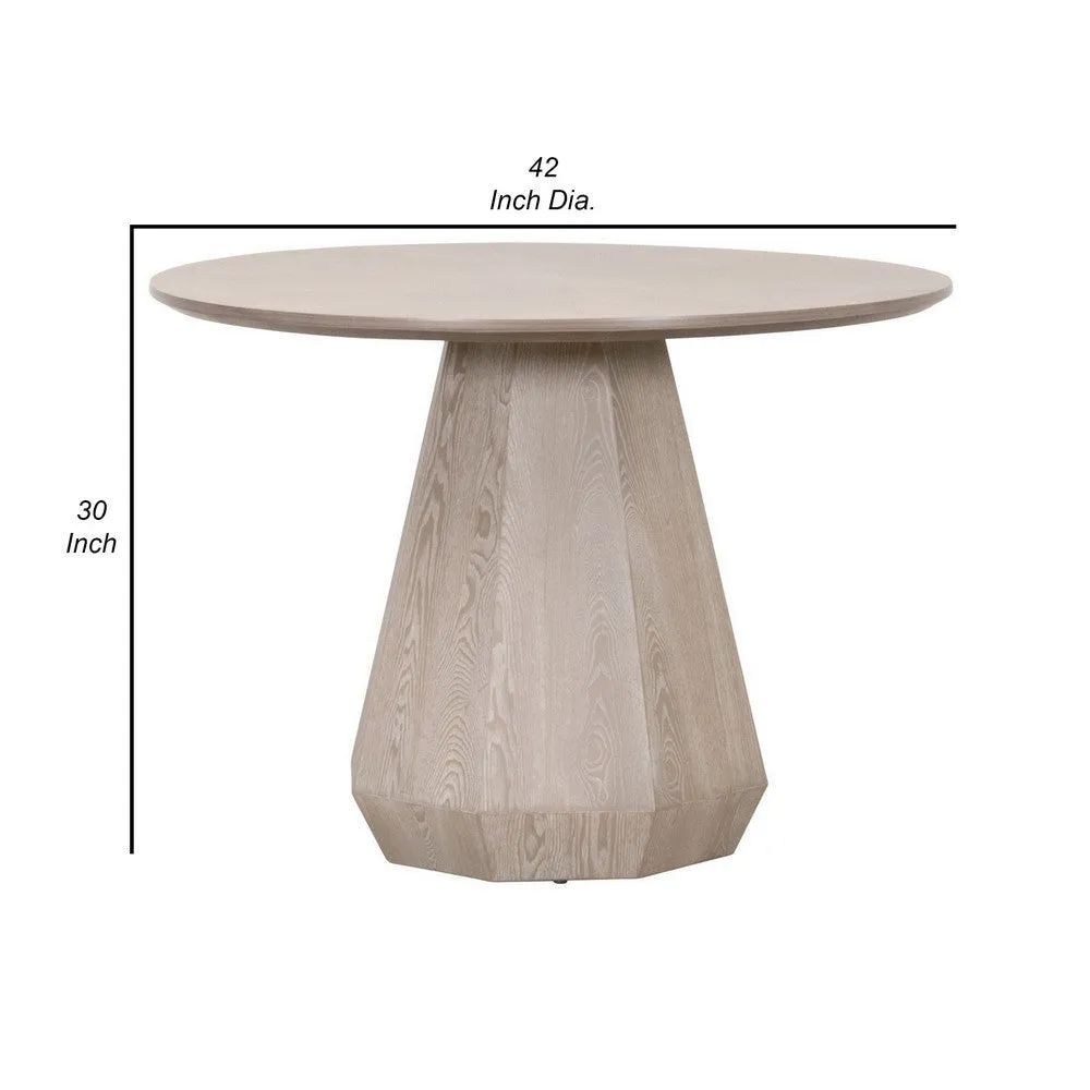 42 Inch Round Dining Table, Starburst Top, Octagonal Pedestal Base, Gray By Casagear Home