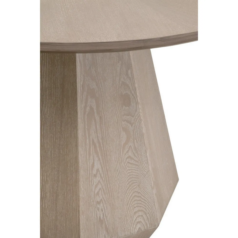 42 Inch Round Dining Table, Starburst Top, Octagonal Pedestal Base, Gray By Casagear Home