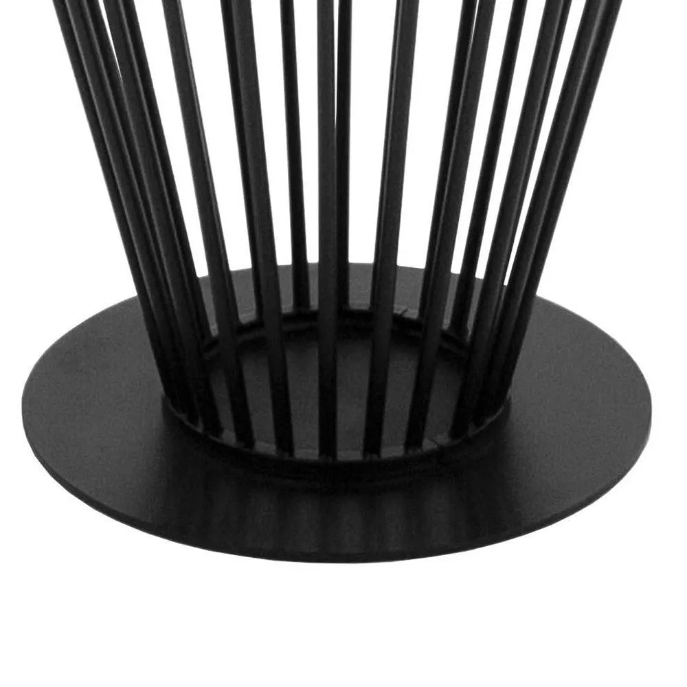 47 Inch Dining Table, Round Top, Modern Black Iron Metal Pedestal Base By Casagear Home