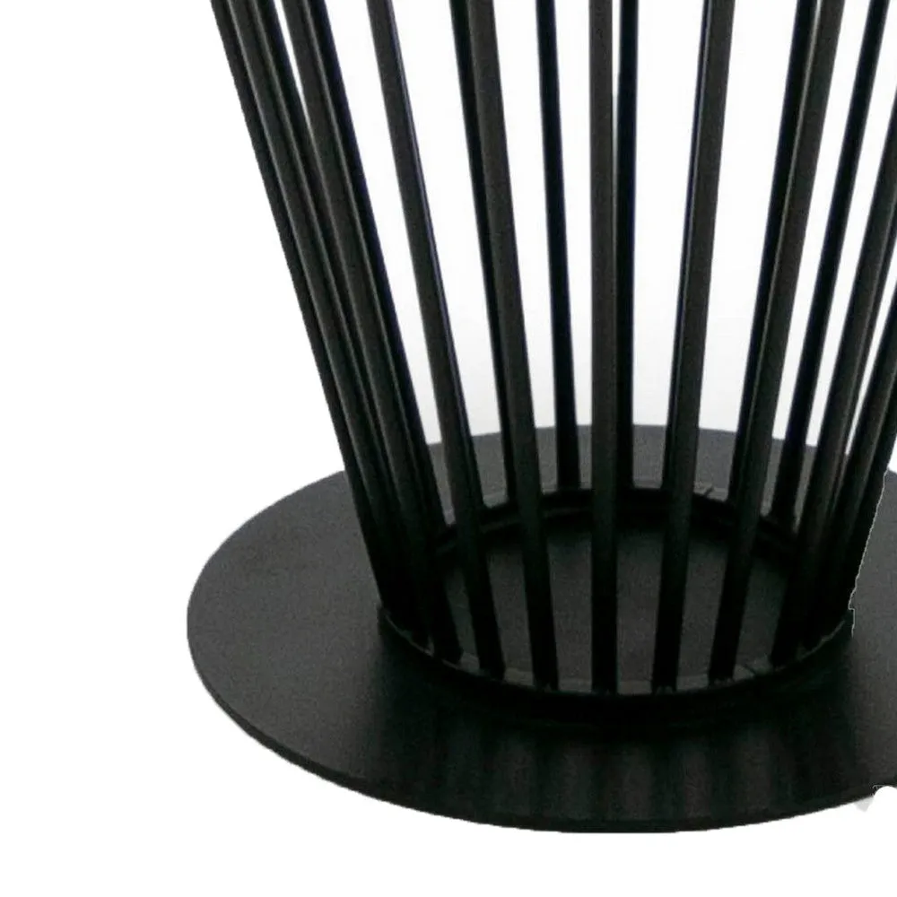 47 Inch Dining Table, Round Top, Modern Black Iron Metal Pedestal Base By Casagear Home
