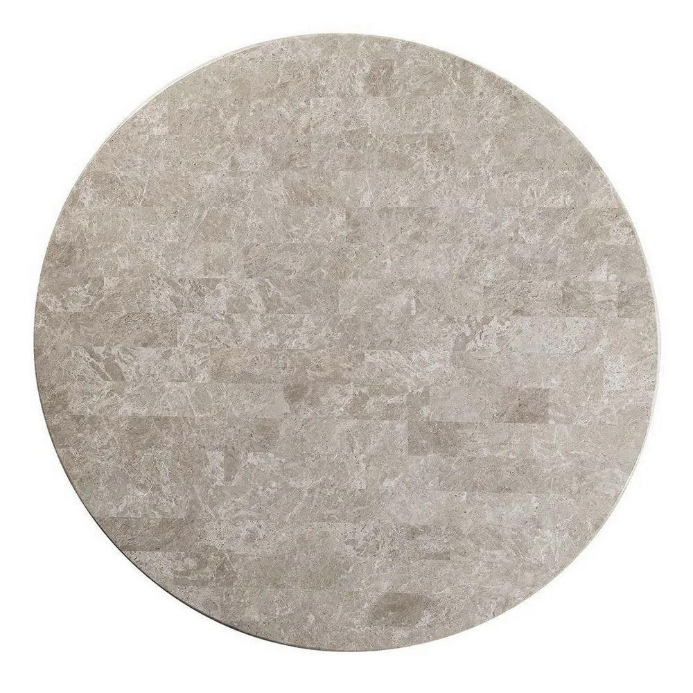 52 Inch Wood Round Dining Table, Marble Surface, Tapered Legs, Rich Brown By Casagear Home