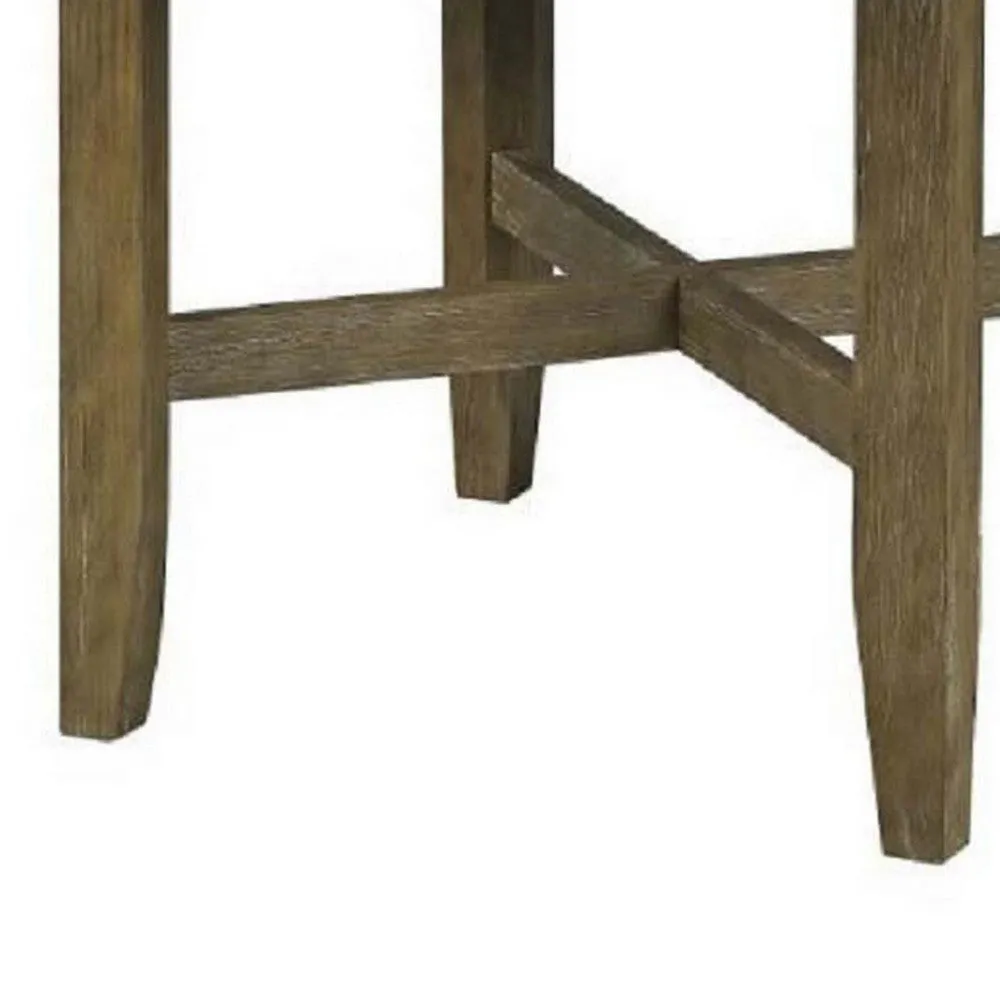 52 Inch Wood Round Dining Table, Marble Surface, Tapered Legs, Rich Brown By Casagear Home