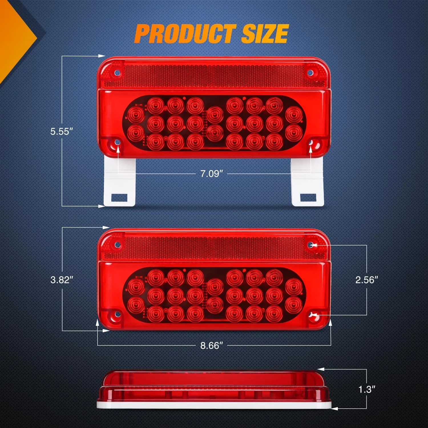 54Leds LED RV White License Plate Red Tail Lights