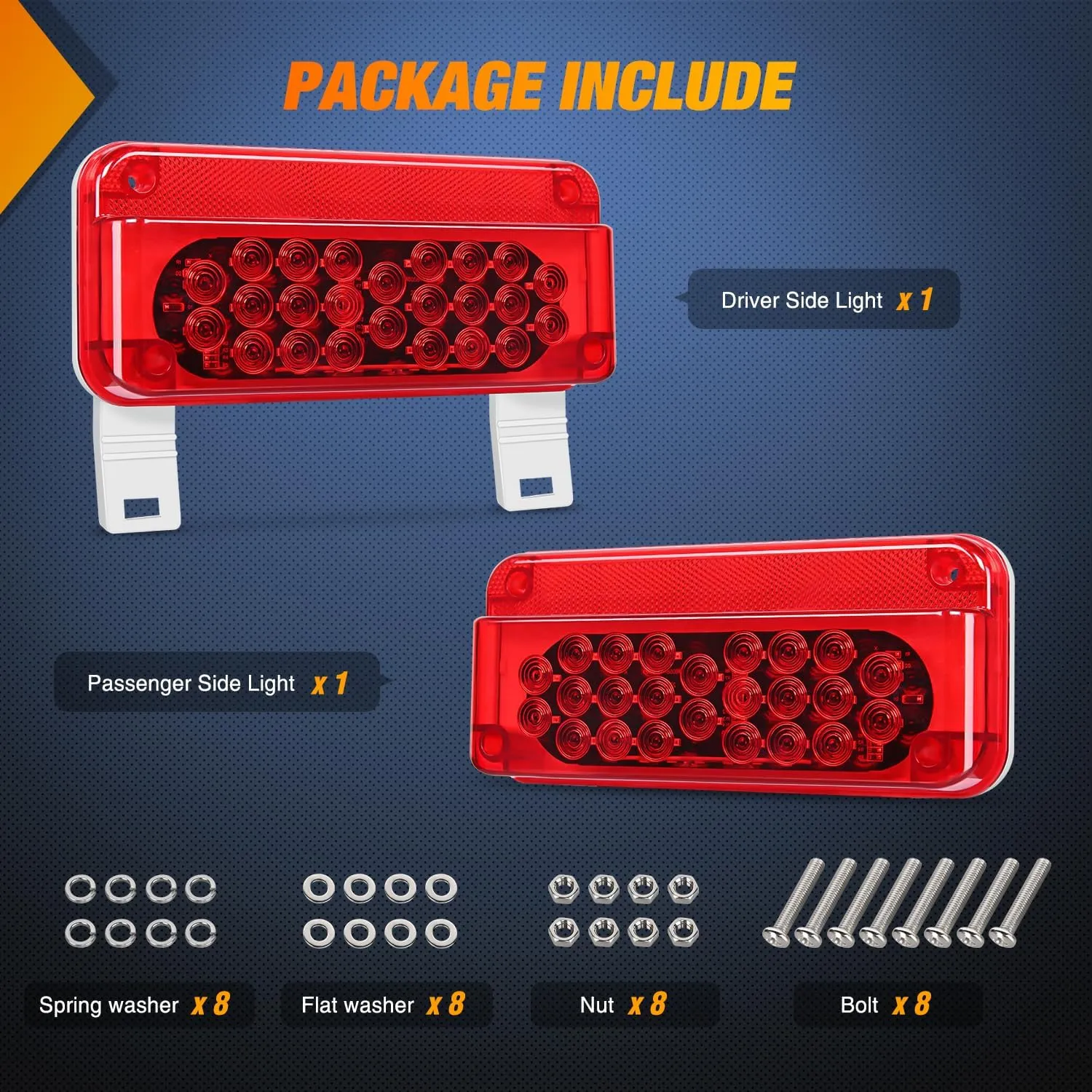 54Leds LED RV White License Plate Red Tail Lights