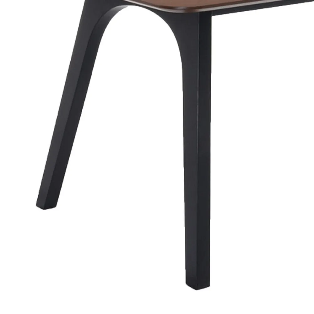 63 Inch Dining Table, Rectangular Top with Curved Edges, Walnut Brown By Casagear Home