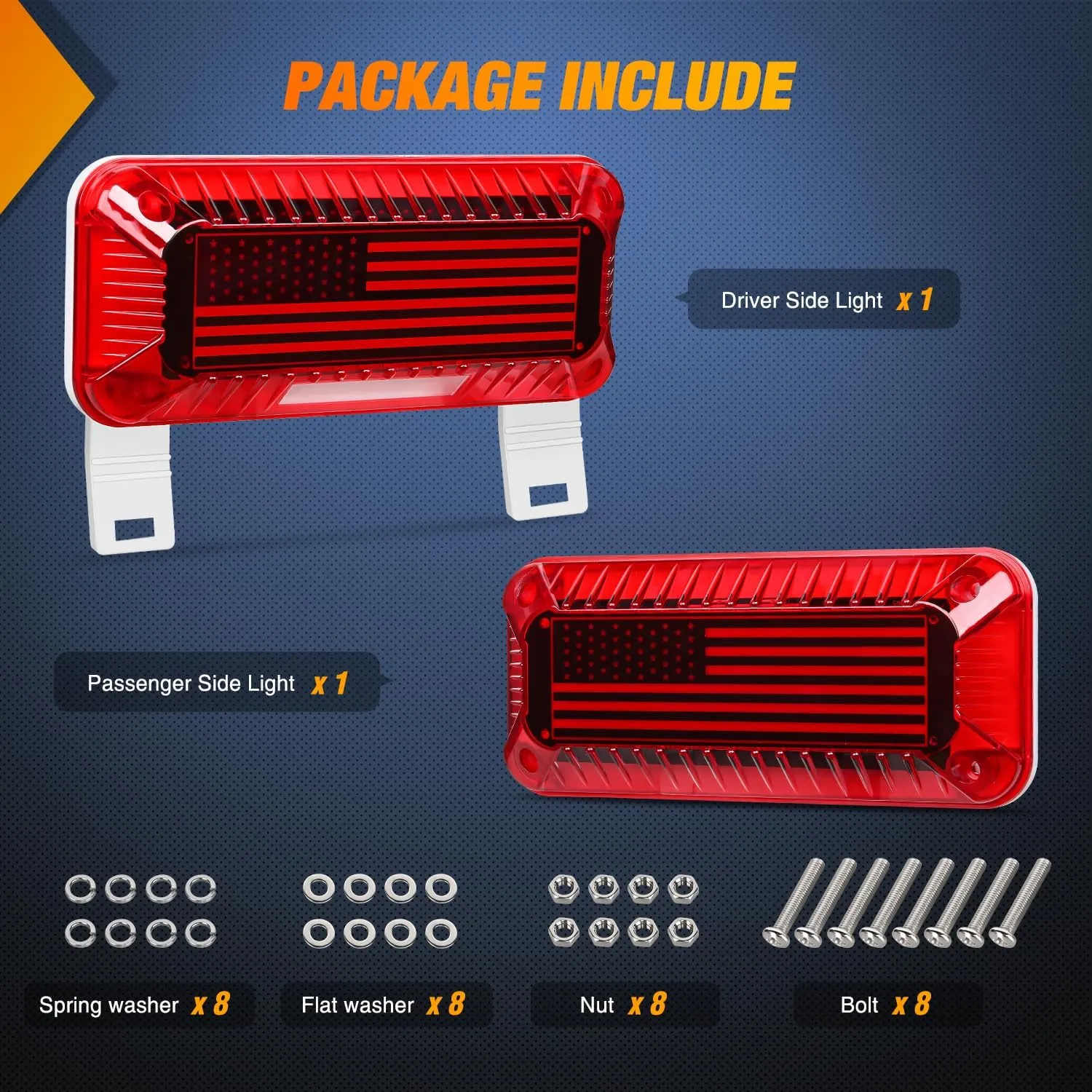 72Leds LED RV White License Plate Red Tail Lights