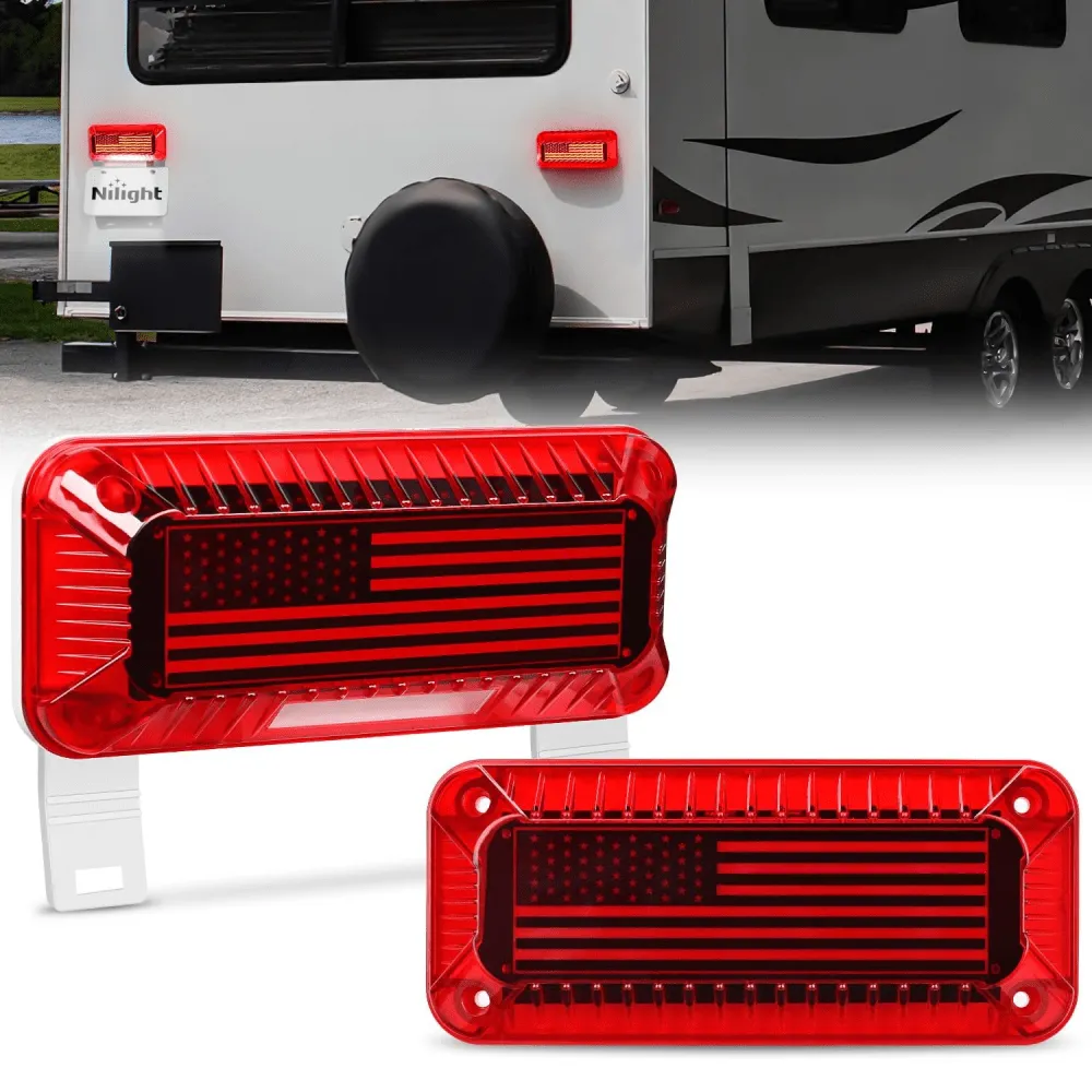 72Leds LED RV White License Plate Red Tail Lights