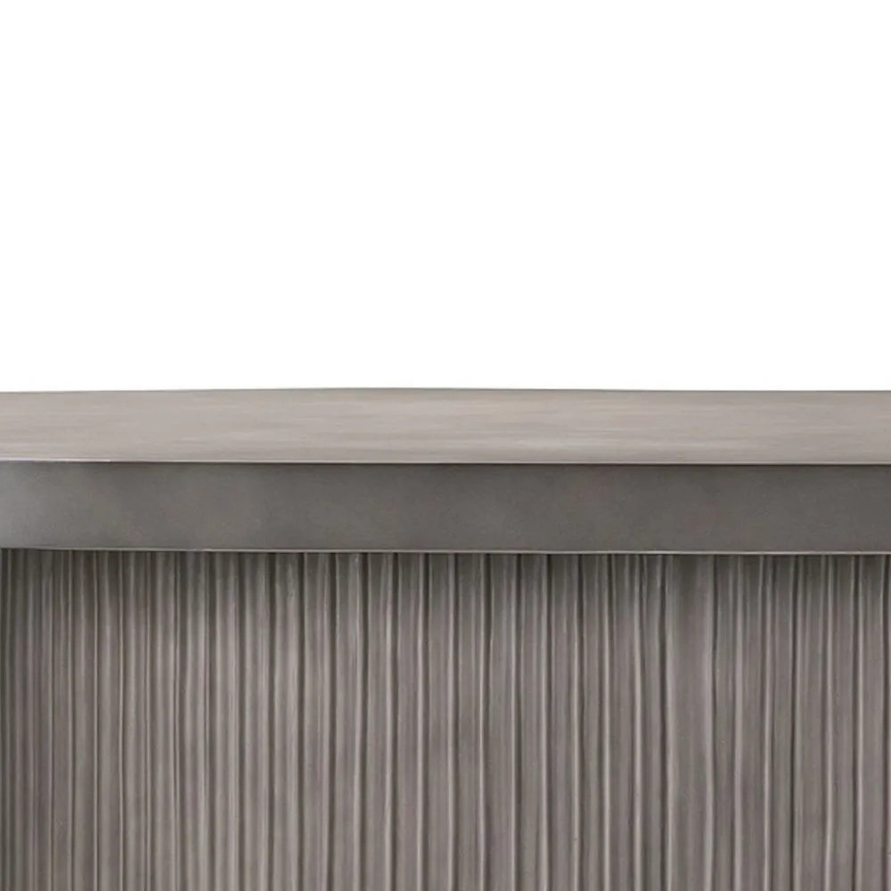 75 Inch Modern Concrete Oval Dining Table, Fluted Platform Base, Gray Tone By Casagear Home