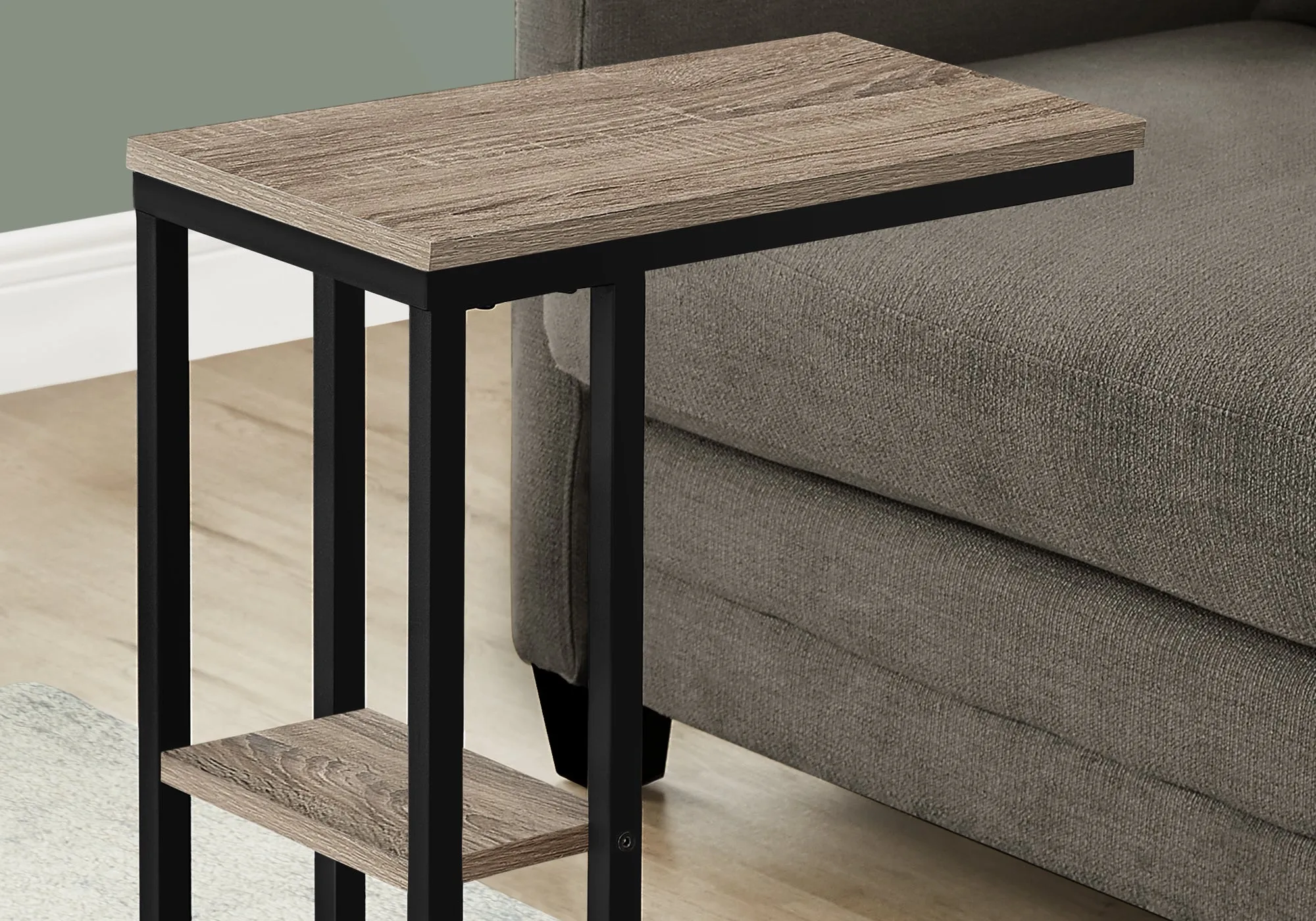 Accent Table - 25"H / Dark Taupe / Black Metal