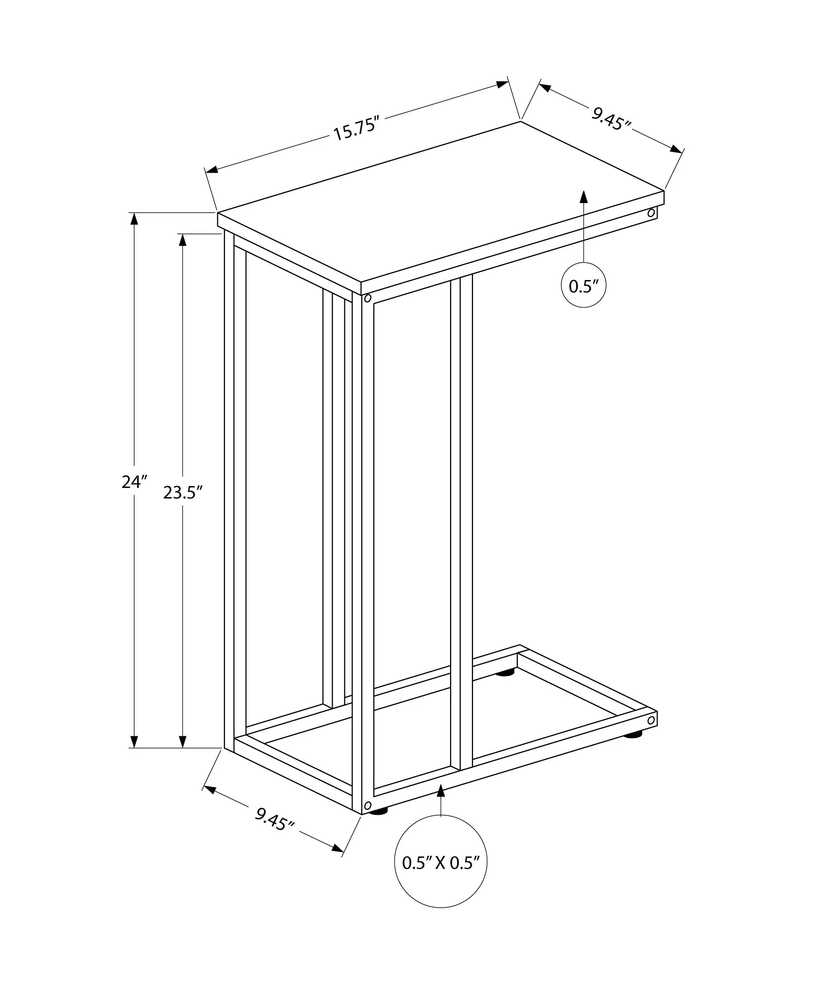 Accent Table - 25"H / White / Black Metal