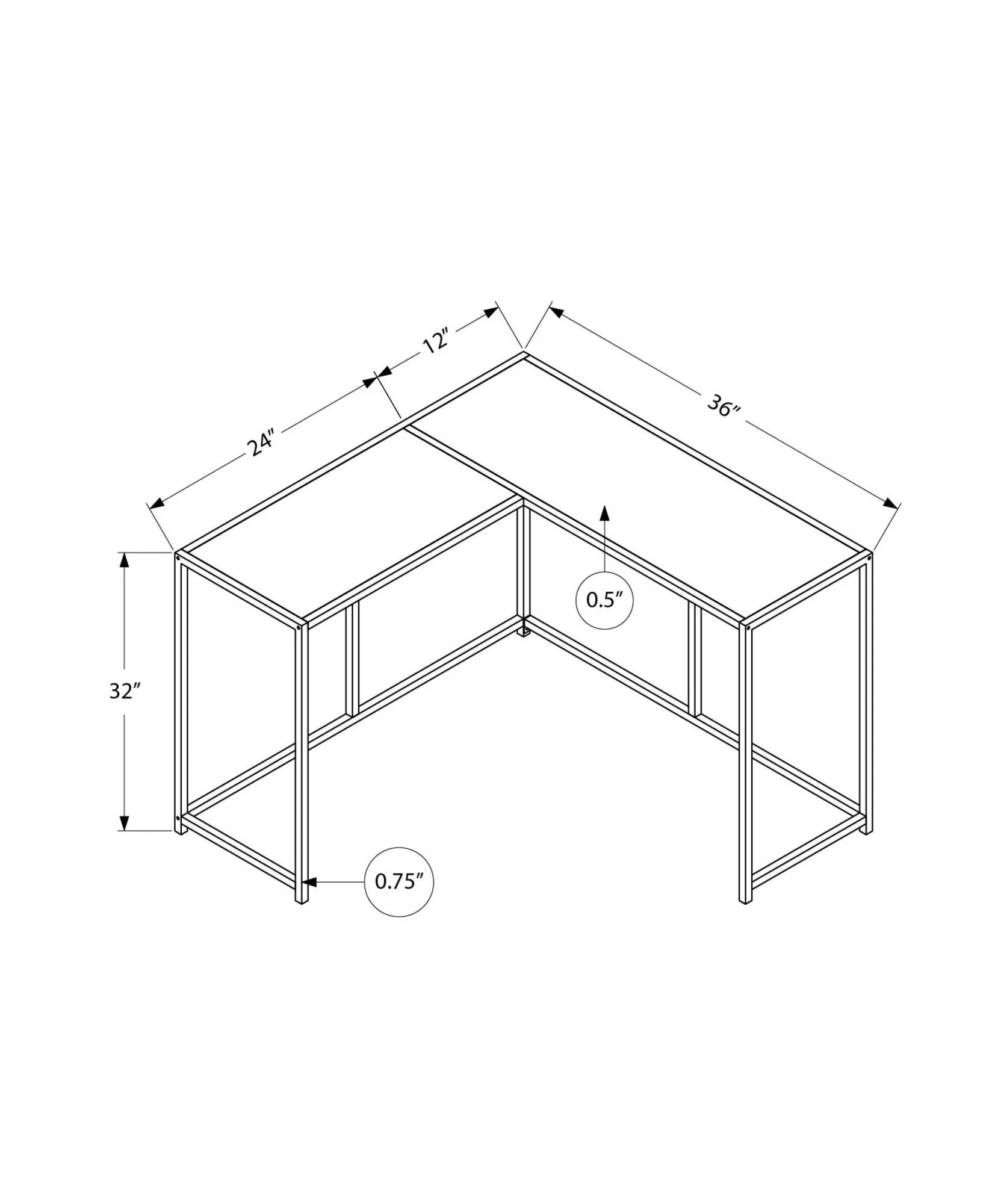 Accent Table - 36"L / Black / Black Corner Console
