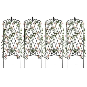 Amagabeli 4 Pack Garden Trellis for Climbing Plants 47"x16" Rustproof Black Trellis Model No. ET0311