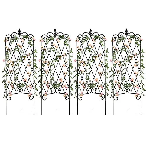 Amagabeli 4 Pack Garden Trellis for Climbing Plants 47"x16" Rustproof Black Trellis Model No. ET0311