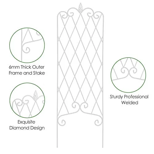 Amagabeli Garden Trellis 47” x 16” Rustproof Iron Plant Trellis Patio White Metal 2 Pack ET336