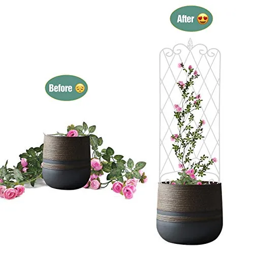 Amagabeli Garden Trellis 47” x 16” Rustproof Iron Plant Trellis Patio White Metal 2 Pack ET336