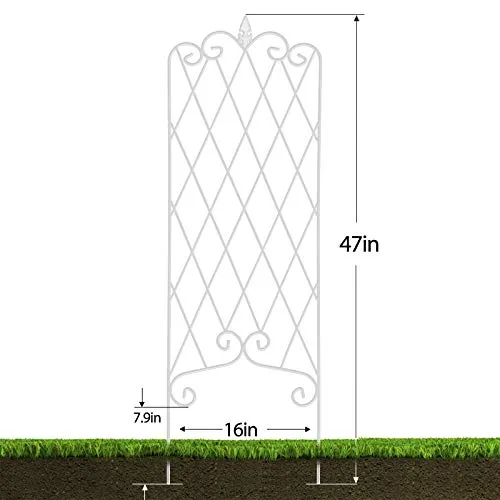 Amagabeli Garden Trellis 47” x 16” Rustproof Iron Plant Trellis Patio White Metal 2 Pack ET336