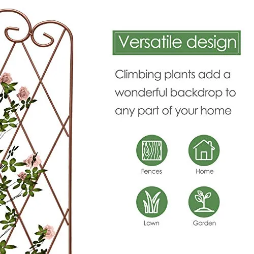 Amagabeli Garden Trellis 47” x 16” Rustproof Iron Plant Trellis Vegetables Patio Brown 2 Pack ET335