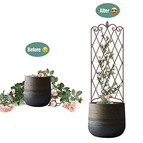 Amagabeli Garden Trellis 47” x 16” Rustproof Iron Plant Trellis Vegetables Patio Brown 2 Pack ET335