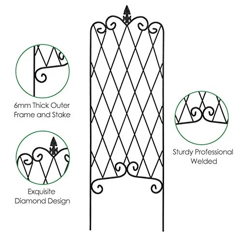 Amagabeli Garden Trellis 60” x 18” Rustproof Iron Plant Trellis Vegetables Patio Black 4 Pack ET332