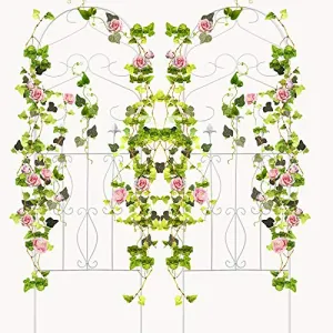 Amagabeli Garden Trellis 60" x 18" Rustproof White Iron Potted Vines Patio Metal 2 Pack ET338