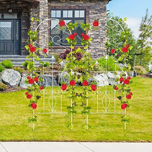 Amagabeli Garden Trellis 60" x 18" Rustproof White Iron Potted Vines Patio Metal 2 Pack ET338