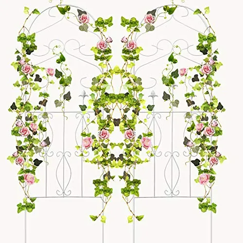 Amagabeli Garden Trellis 60" x 18" Rustproof White Iron Potted Vines Patio Metal 2 Pack ET338