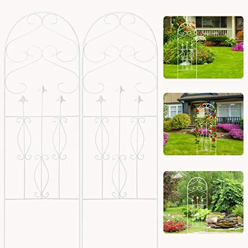 Amagabeli Garden Trellis 60" x 18" Rustproof White Iron Potted Vines Patio Metal 2 Pack ET338
