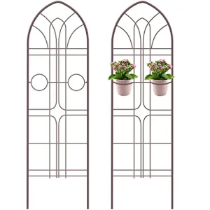 Amagabeli Garden Trellis 72” x21”Iron Metal Trellis Support Trellis for Climbing Plants 2 Pack Brown