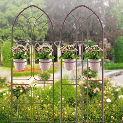 Amagabeli Garden Trellis 72” x21”Iron Metal Trellis Support Trellis for Climbing Plants 2 Pack Brown