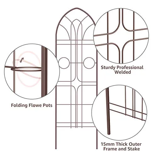 Amagabeli Garden Trellis 72” x21”Iron Metal Trellis Support Trellis for Climbing Plants 2 Pack Brown