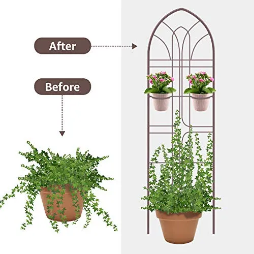 Amagabeli Garden Trellis 72” x21”Iron Metal Trellis Support Trellis for Climbing Plants 2 Pack Brown