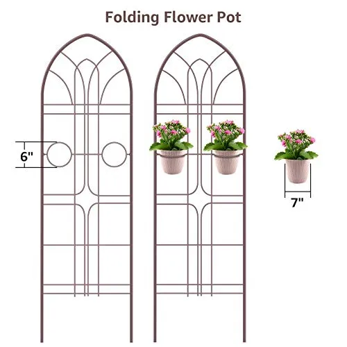 Amagabeli Garden Trellis 72” x21”Iron Metal Trellis Support Trellis for Climbing Plants 2 Pack Brown