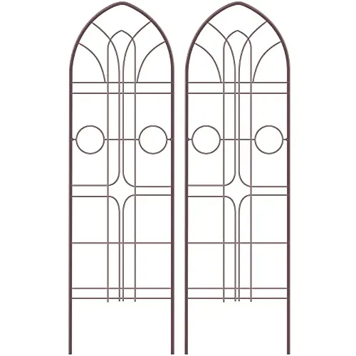 Amagabeli Garden Trellis 72” x21”Iron Metal Trellis Support Trellis for Climbing Plants 2 Pack Brown