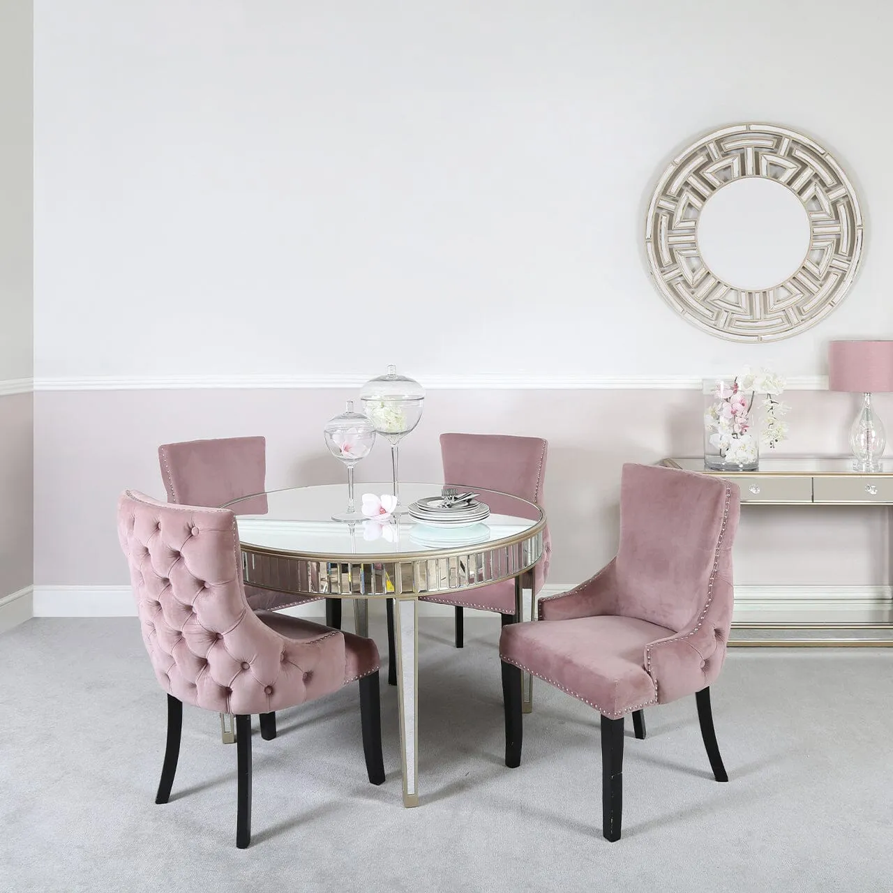 Apollo Champagne Mirrored Round Dining Table
