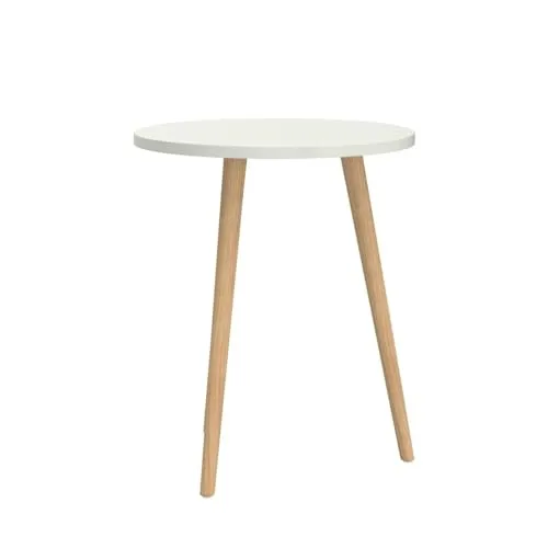 AWASEN Side Table Round, Small Side Table Nightstand Accent End Table for Living Room Bedroom Office Small Spaces, 16''D x 19.5''H (White, Wood)