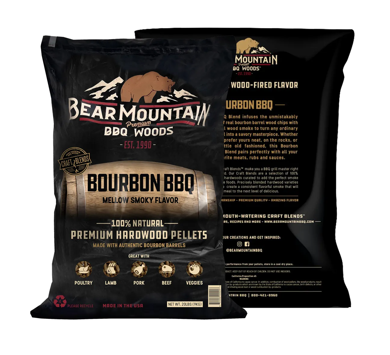 Bear Mountain Premium BBQ Woods Bourbon BBQ Craft Blends™ Wood Pellets 20 Lbs