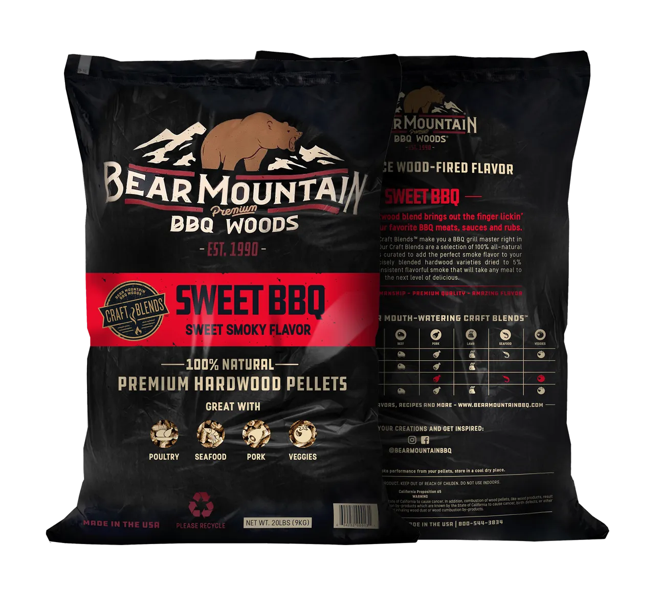 Bear Mountain Premium BBQ Woods Sweet BBQ Craft Blends™ Wood Pellets 20 Lbs
