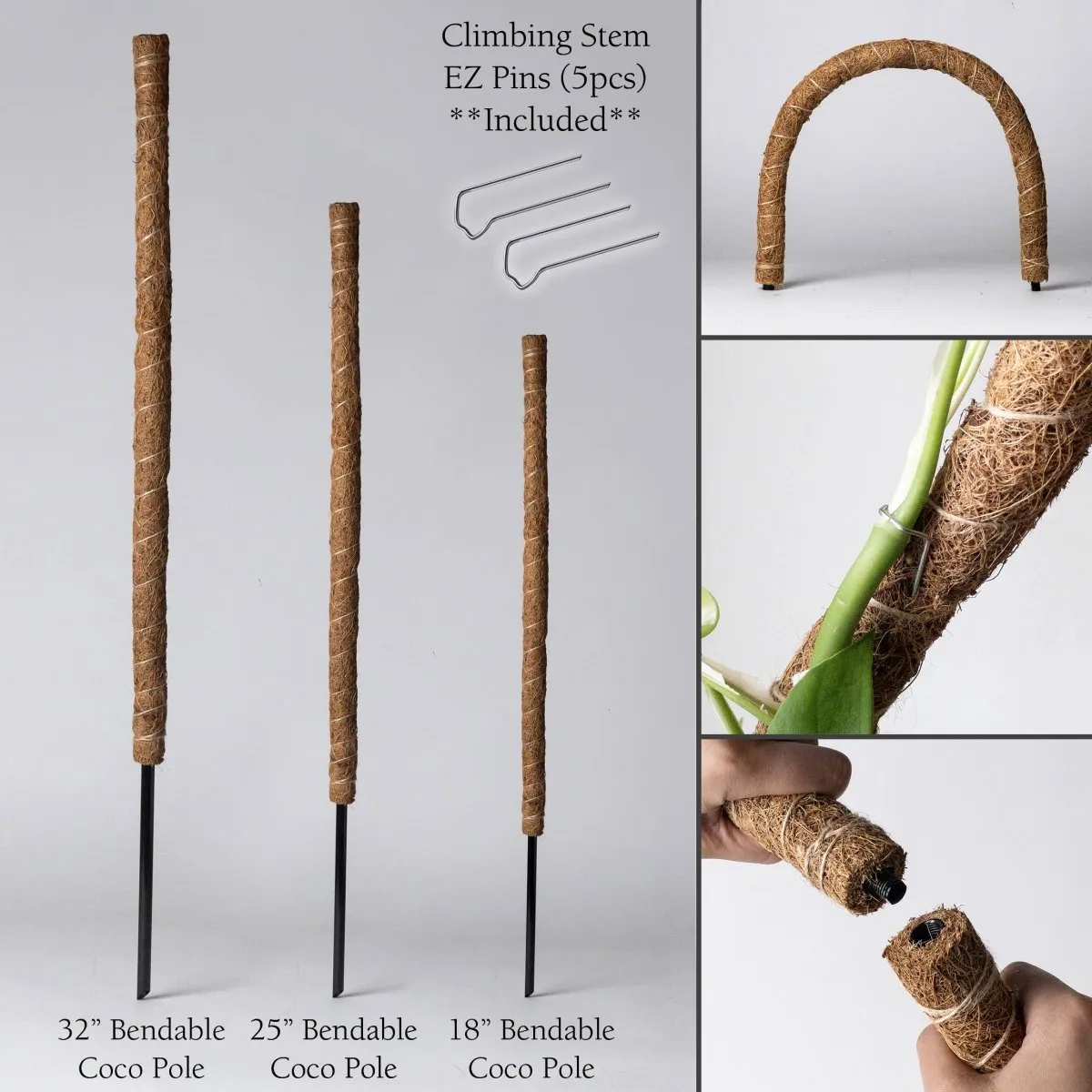 Bendable & Stackable Coco Coir Pole: Support for Climbing Plants