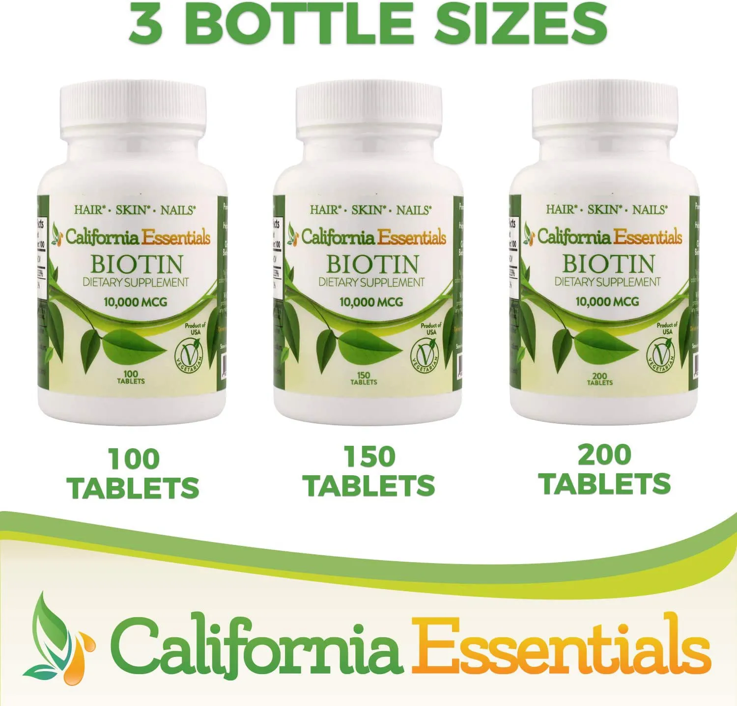 Biotin 10,000Mcg – Hair Growth Vegetarian Vitamins B7 Supports Healthy Hair, Skin, and Nail Growth – Dietary Supplement for Men & Women of All Hair Types (200 Tablets)